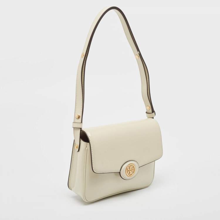 Pre Owned Tory Burch Off White Patent Leather Robinson Spazzolato Shoulder Bag