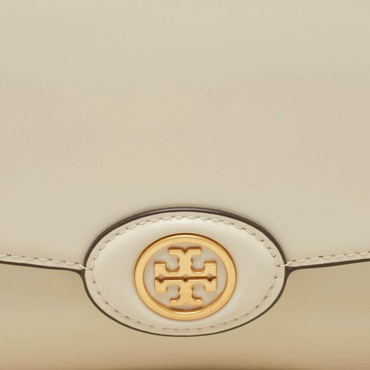 Pre Owned Tory Burch Off White Patent Leather Robinson Spazzolato Shoulder Bag