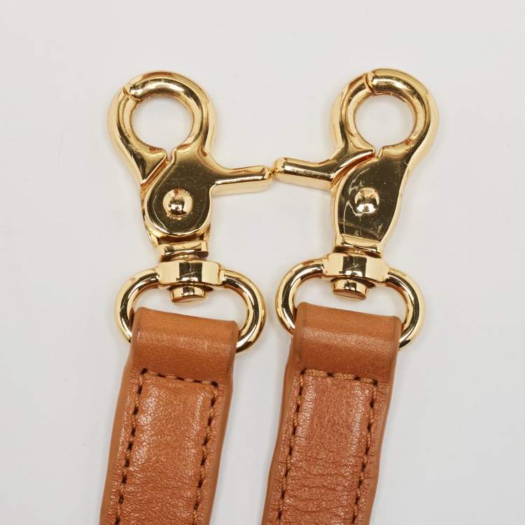 Pre Owned Tory Burch Tan/Off White Leather Lock Flap Shoulder Bag