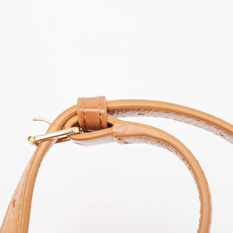 Pre Owned Tory Burch Tan/Off White Leather Lock Flap Shoulder Bag