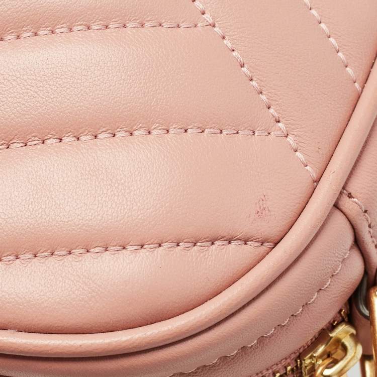 Pre Owned Tory Burch Pink Chevron Leather Small Kira Camera Bag