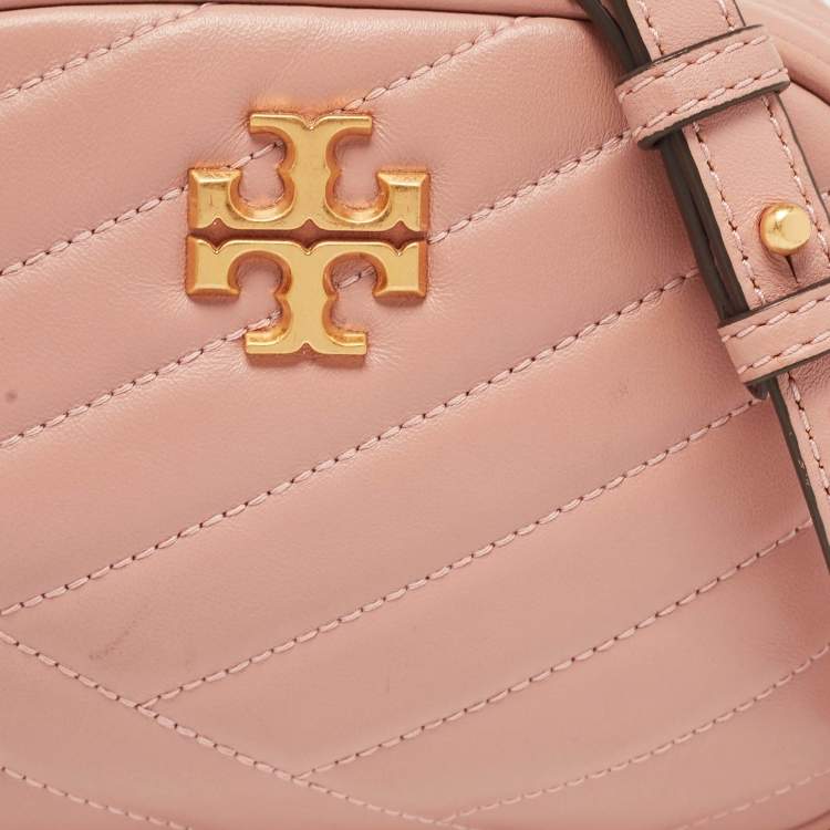 Pre Owned Tory Burch Pink Chevron Leather Small Kira Camera Bag