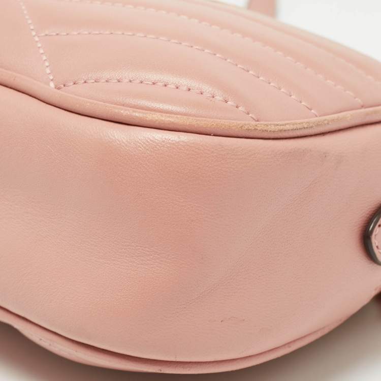 Pre Owned Tory Burch Pink Chevron Leather Small Kira Camera Bag