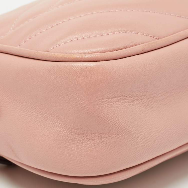 Pre Owned Tory Burch Pink Chevron Leather Small Kira Camera Bag