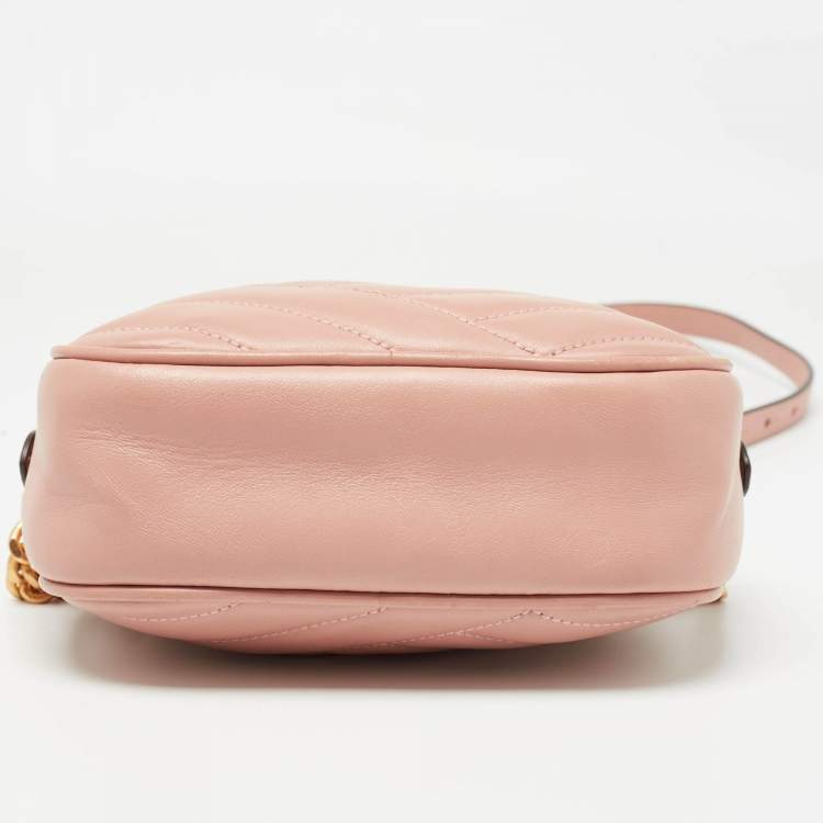 Pre Owned Tory Burch Pink Chevron Leather Small Kira Camera Bag