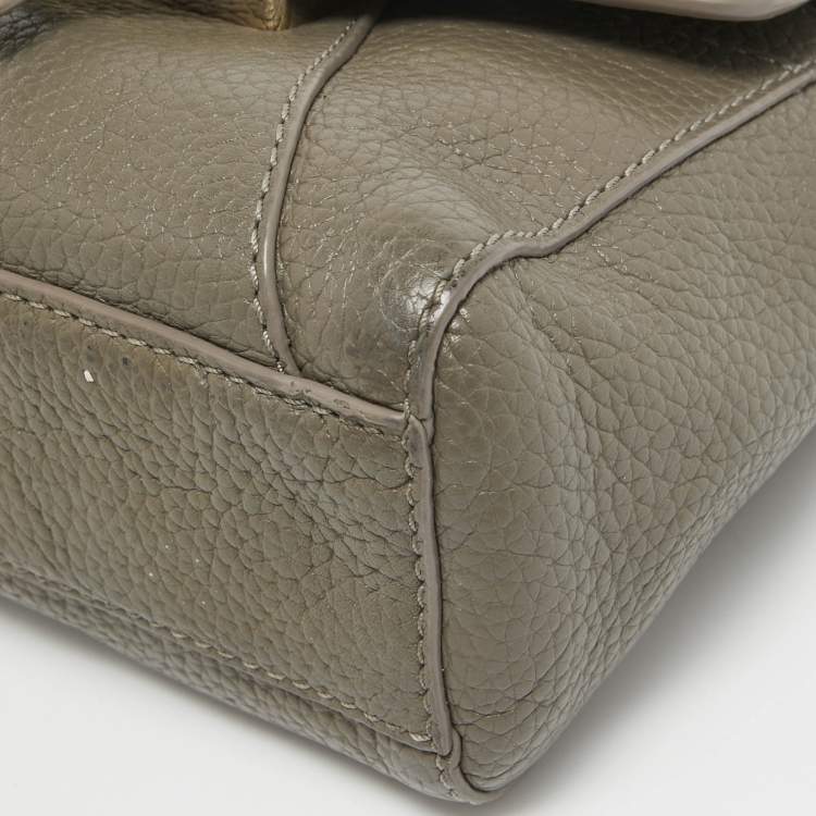 Pre Owned Tory Burch Grey Leather 797 Top Handle Bag