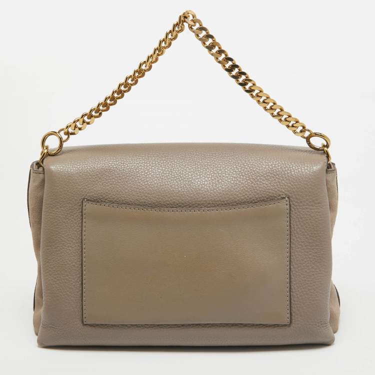 Pre Owned Tory Burch Grey Leather Kira Flap Shoulder Bag
