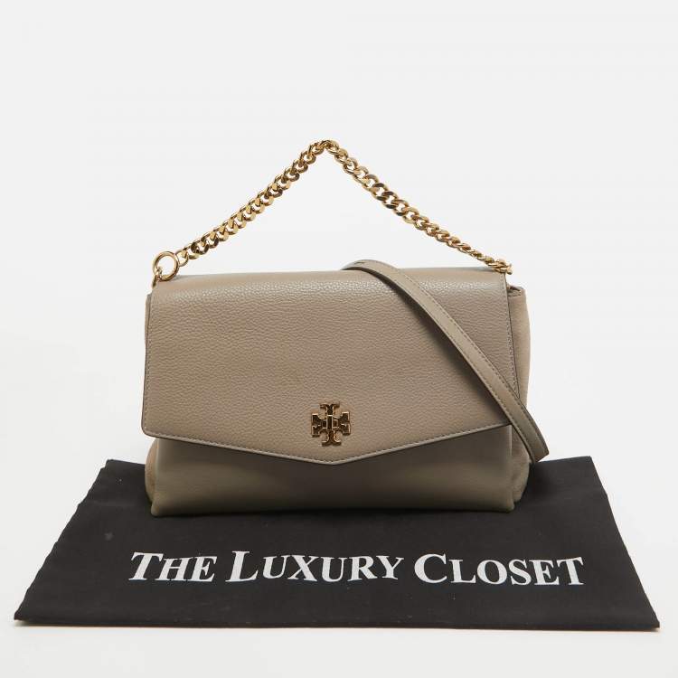 Pre Owned Tory Burch Grey Leather Kira Flap Shoulder Bag