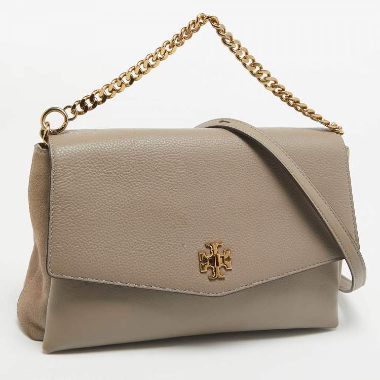 Pre Owned Tory Burch Grey Leather Kira Flap Shoulder Bag