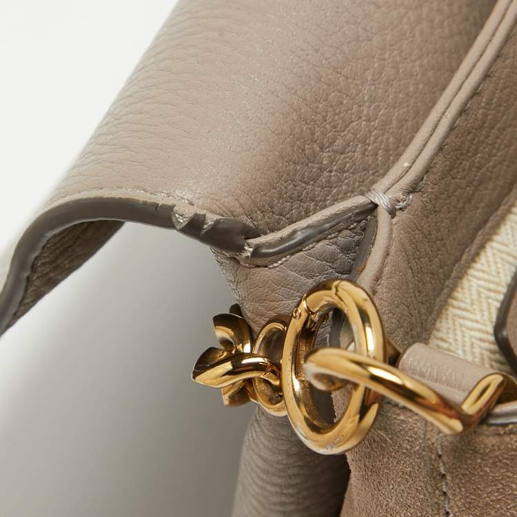 Pre Owned Tory Burch Grey Leather Kira Flap Shoulder Bag