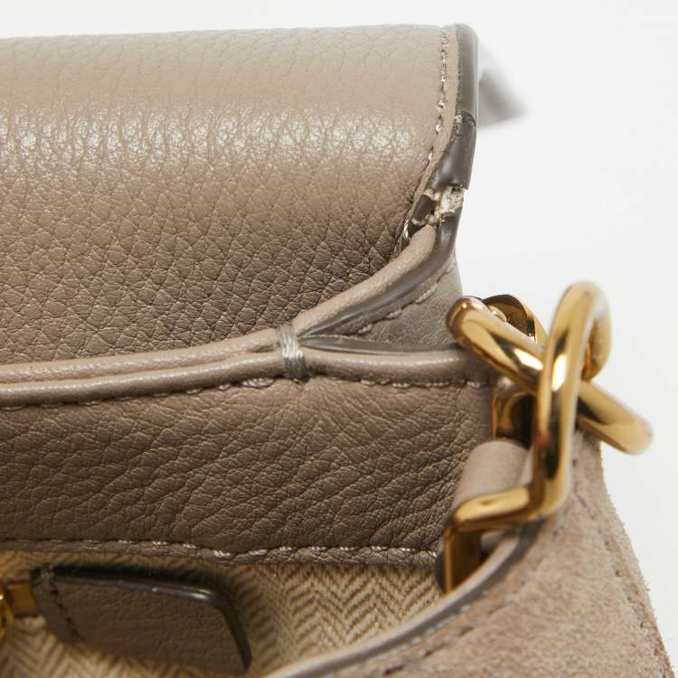 Pre Owned Tory Burch Grey Leather Kira Flap Shoulder Bag