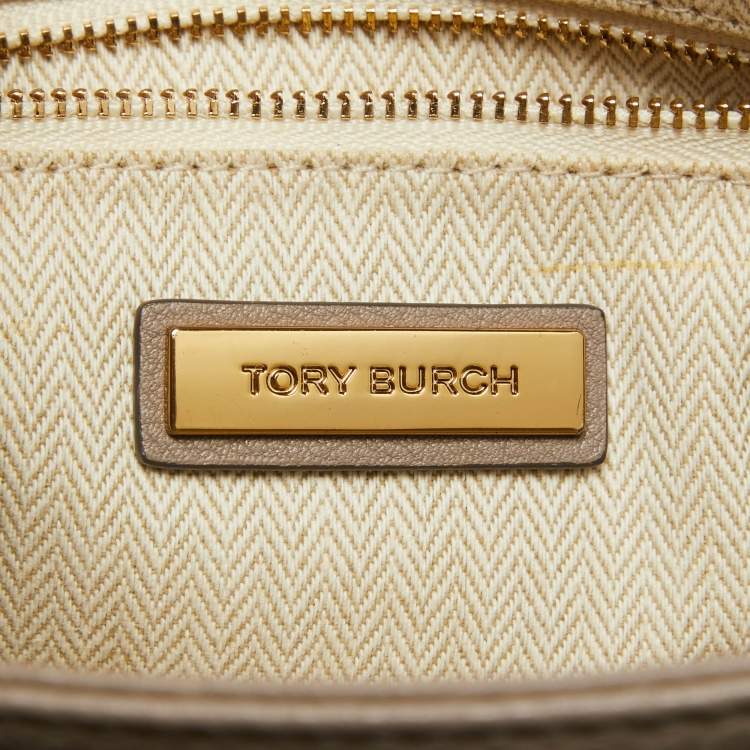 Pre Owned Tory Burch Grey Leather Kira Flap Shoulder Bag