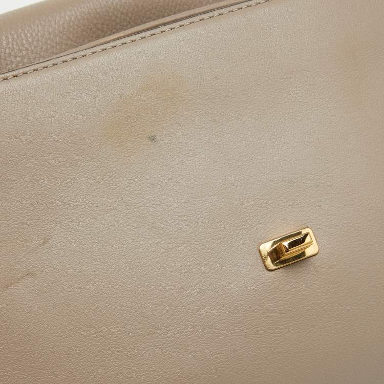 Pre Owned Tory Burch Grey Leather Kira Flap Shoulder Bag
