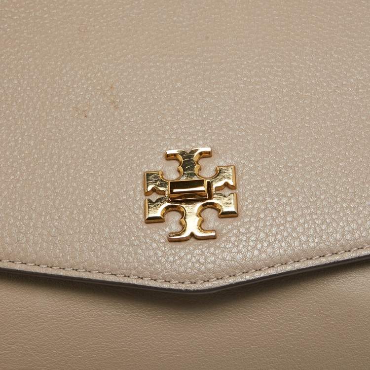 Pre Owned Tory Burch Grey Leather Kira Flap Shoulder Bag