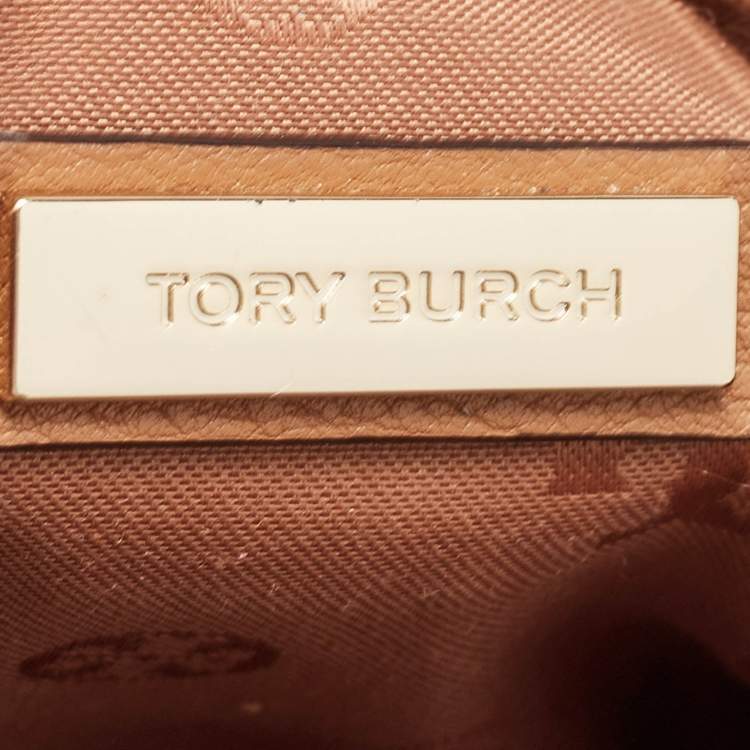 Pre Owned Tory Burch Brown Leather Zip Satchel