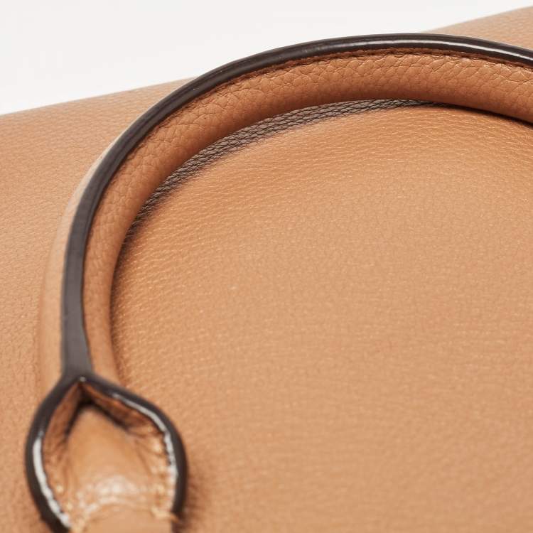 Pre Owned Tory Burch Brown Leather Zip Satchel