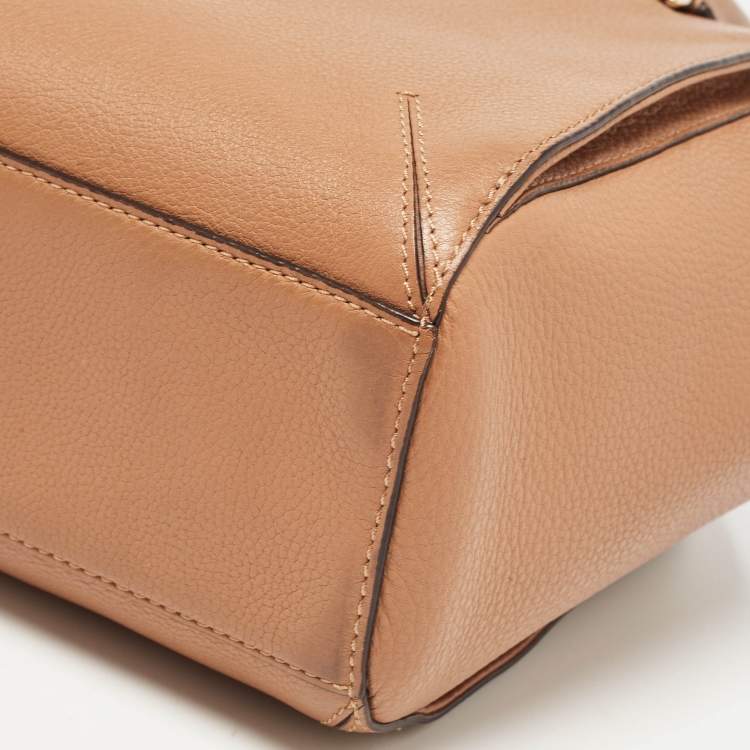 Pre Owned Tory Burch Brown Leather Zip Satchel