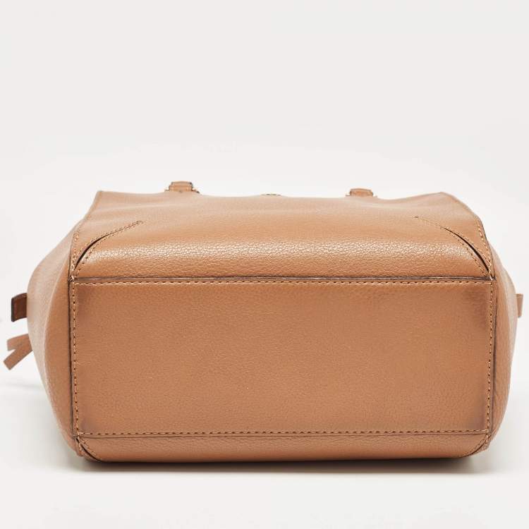 Pre Owned Tory Burch Brown Leather Zip Satchel