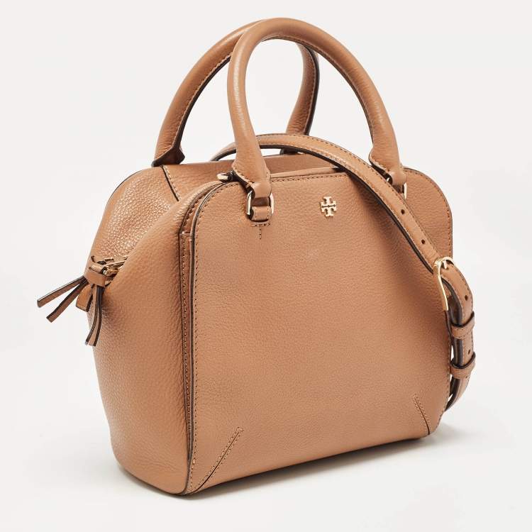 Pre Owned Tory Burch Brown Leather Zip Satchel