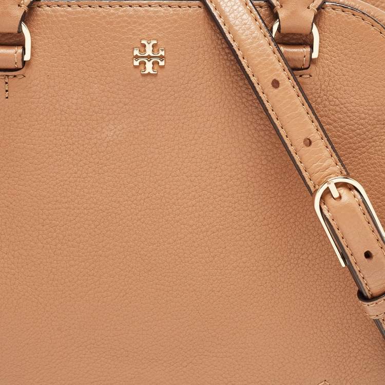 Pre Owned Tory Burch Brown Leather Zip Satchel