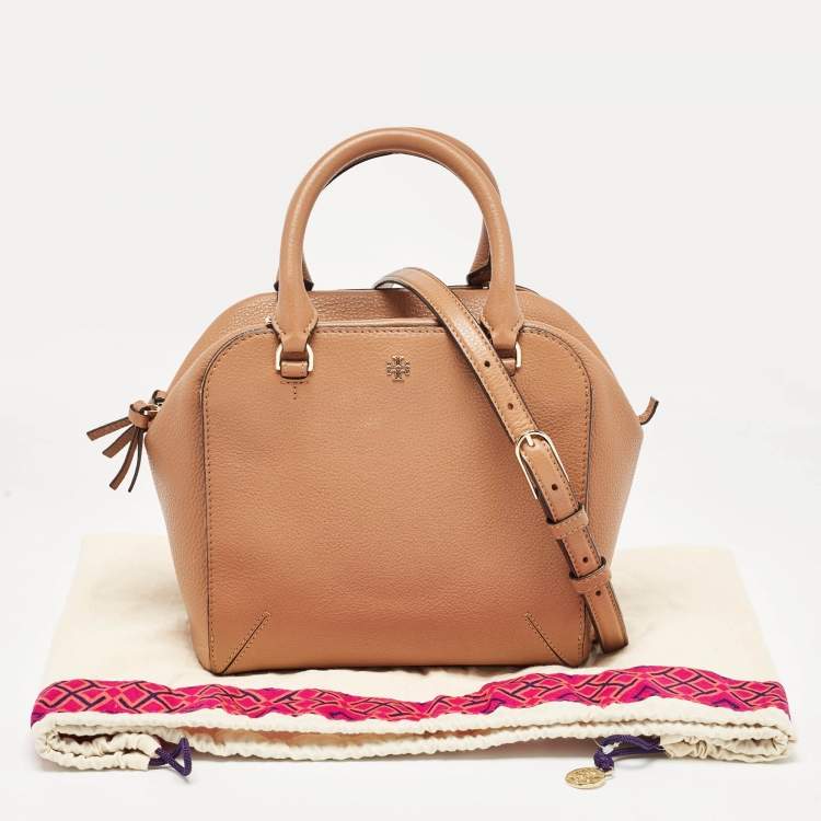 Pre Owned Tory Burch Brown Leather Zip Satchel