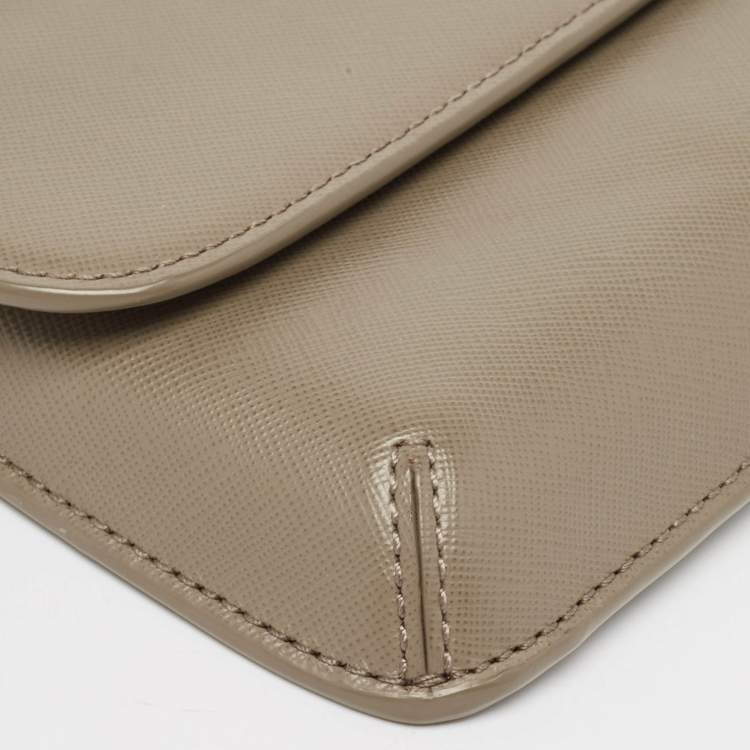 Pre Owned Tory Burch Beige Leather Diana Flap Clutch