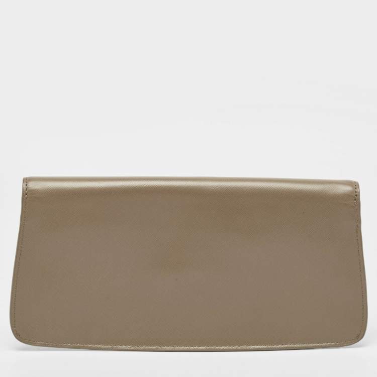 Pre Owned Tory Burch Beige Leather Diana Flap Clutch