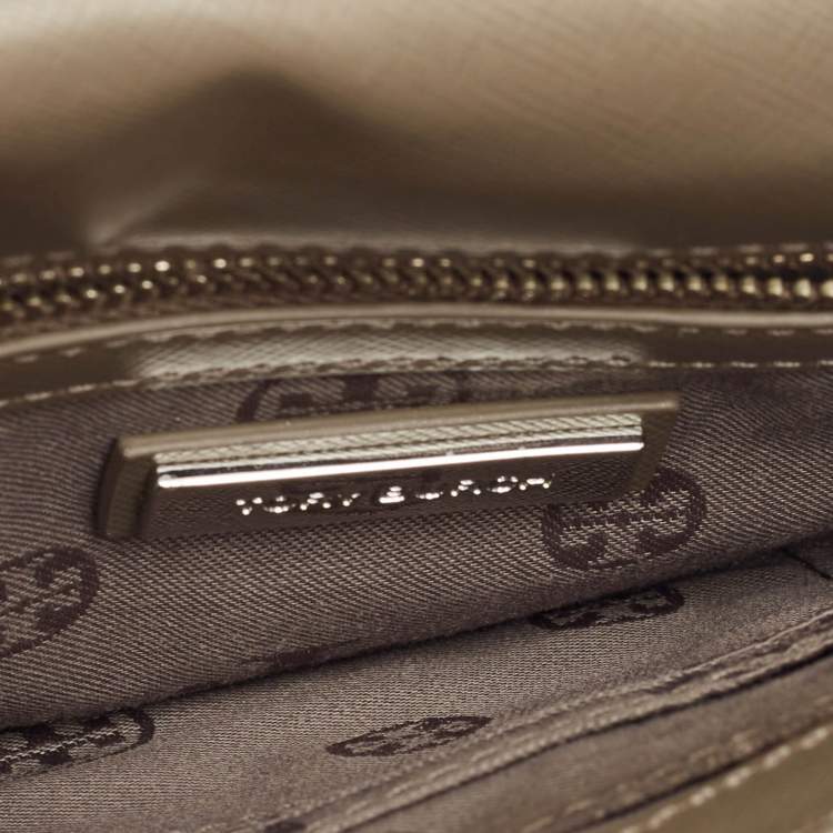 Pre Owned Tory Burch Beige Leather Diana Flap Clutch