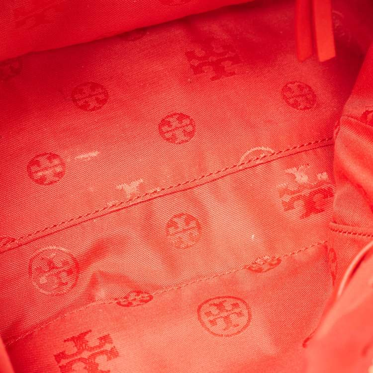 Pre Owned Tory Burch Red Quilted Leather Fleming Duffel Bag