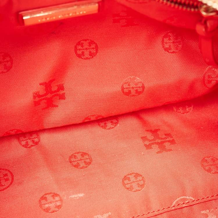 Pre Owned Tory Burch Red Quilted Leather Fleming Duffel Bag