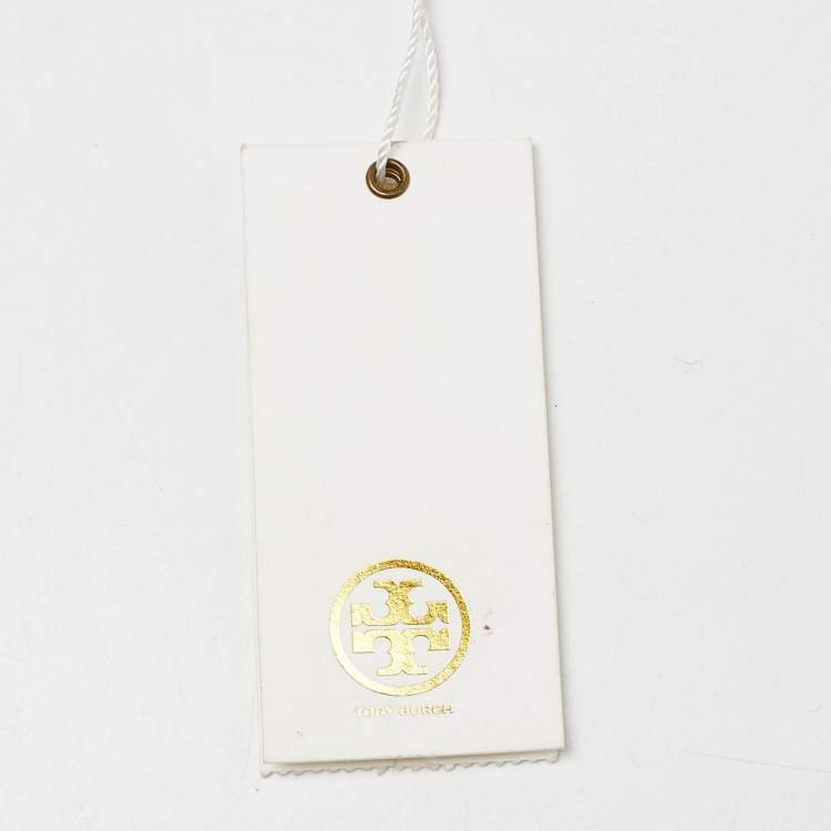 Pre Owned Tory Burch White/Blue Woven Leather Robinson Dome Satchel