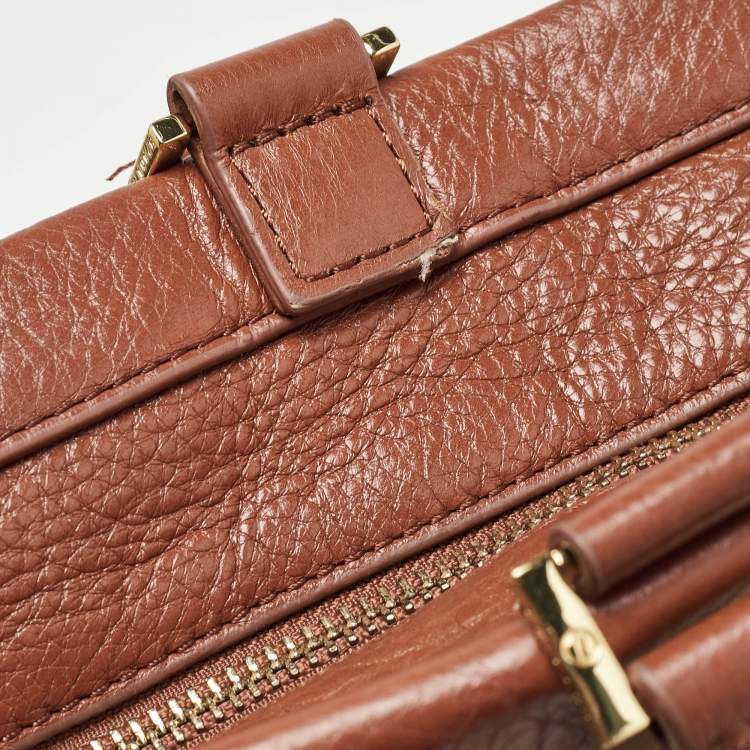 Pre Owned Tory Burch Cream/Brown Leather Tote