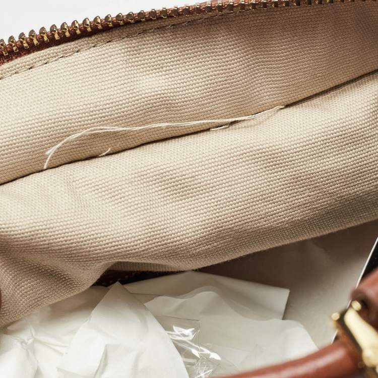 Pre Owned Tory Burch Cream/Brown Leather Tote