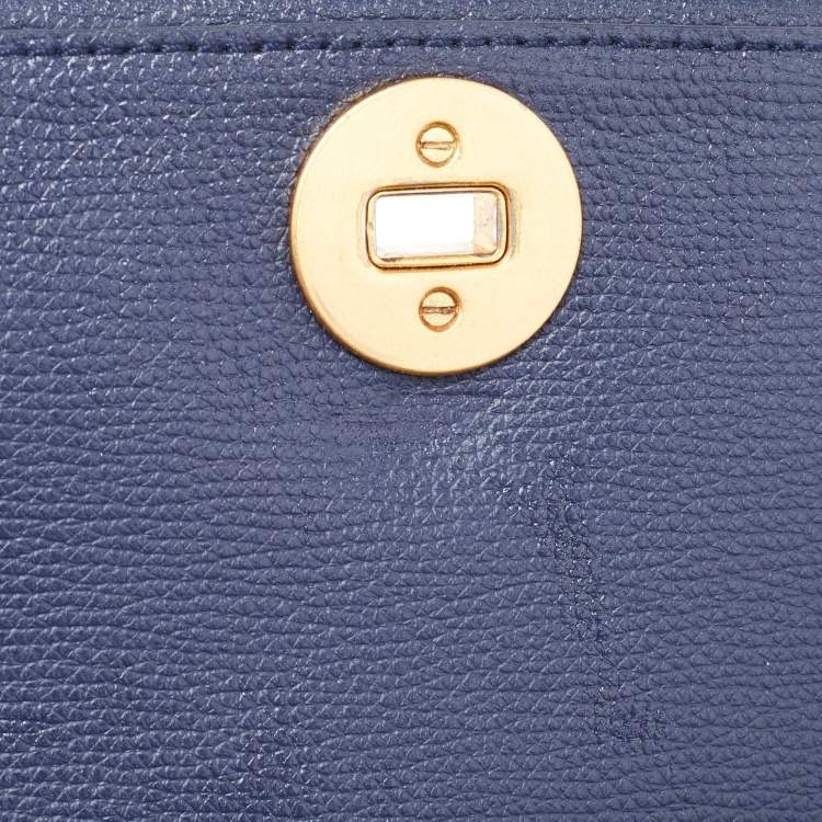 Pre Owned Tory Burch Navy Blue Leather Kira Double Strap Bag