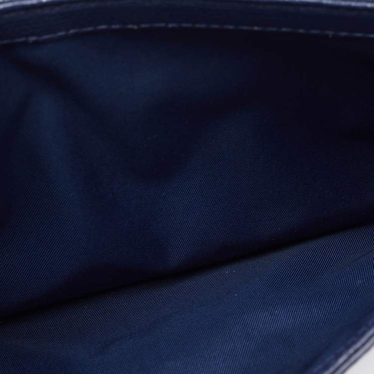 Pre Owned Tory Burch Navy Blue Leather Kira Double Strap Bag