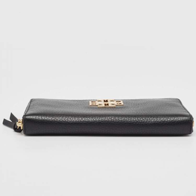 Pre Owned Tory Burch Black Leather Britten Zip Around Wallet