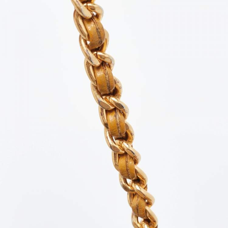 Pre Owned Tory Burch Mustard Leather Britten Floral Applique Flap Bag