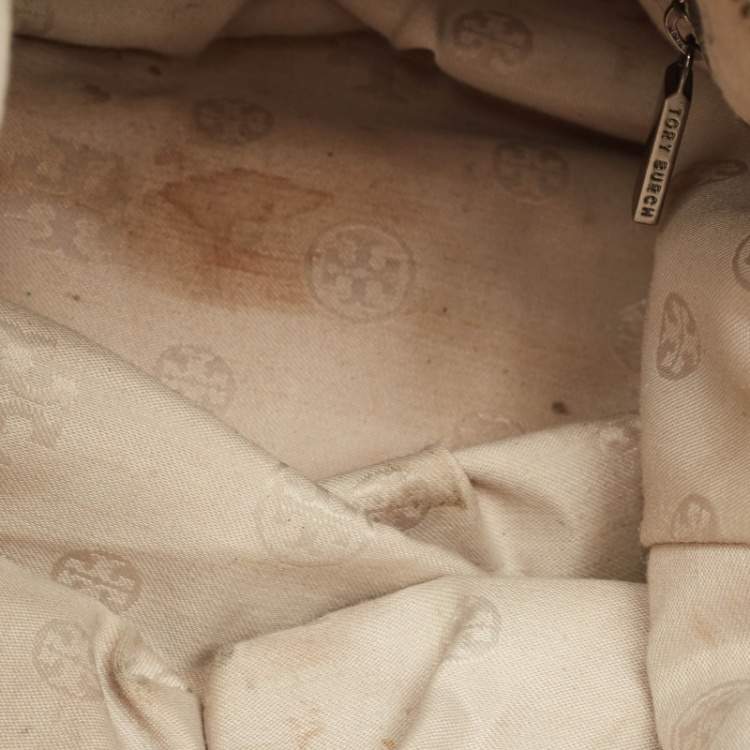 Pre Owned Tory Burch Metallic Leather Tassel Hobo 