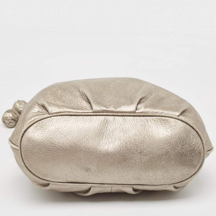 Pre Owned Tory Burch Metallic Leather Tassel Hobo 
