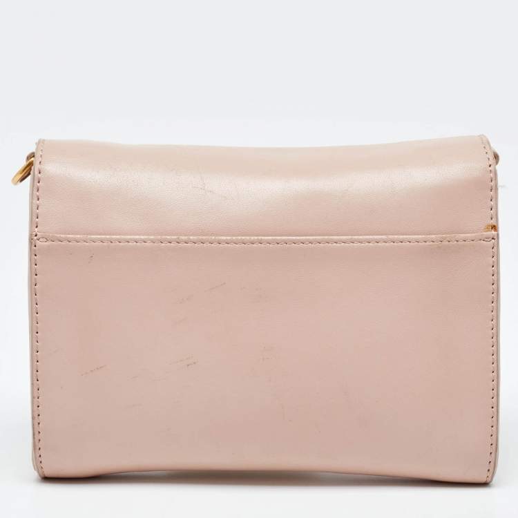 Pre Owned Tory Burch Pink Leather Britten Flap Crossbody Bag