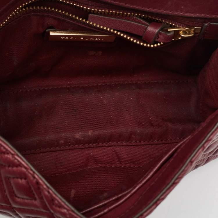 Pre Owned Tory Burch Red Leather Small Fleming Shoulder Bag