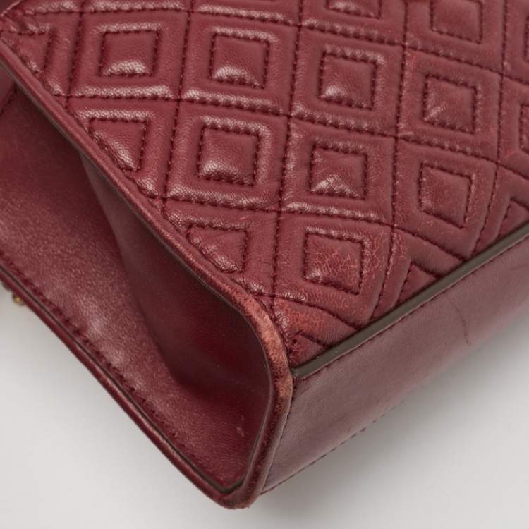 Pre Owned Tory Burch Red Leather Small Fleming Shoulder Bag
