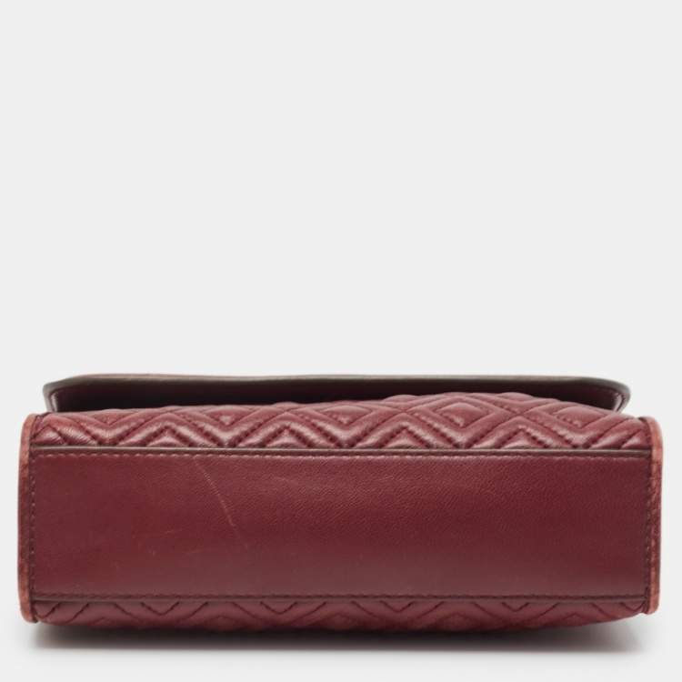 Pre Owned Tory Burch Red Leather Small Fleming Shoulder Bag