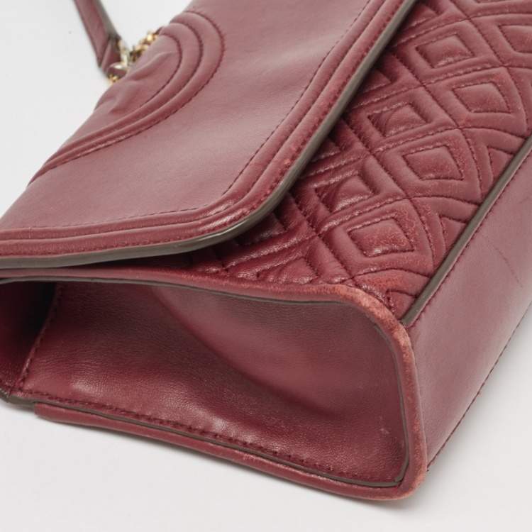 Pre Owned Tory Burch Red Leather Small Fleming Shoulder Bag