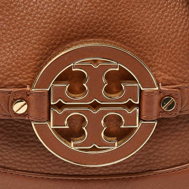 Pre Owned Tory Burch Brown Leather Amanda Crossbody Bag