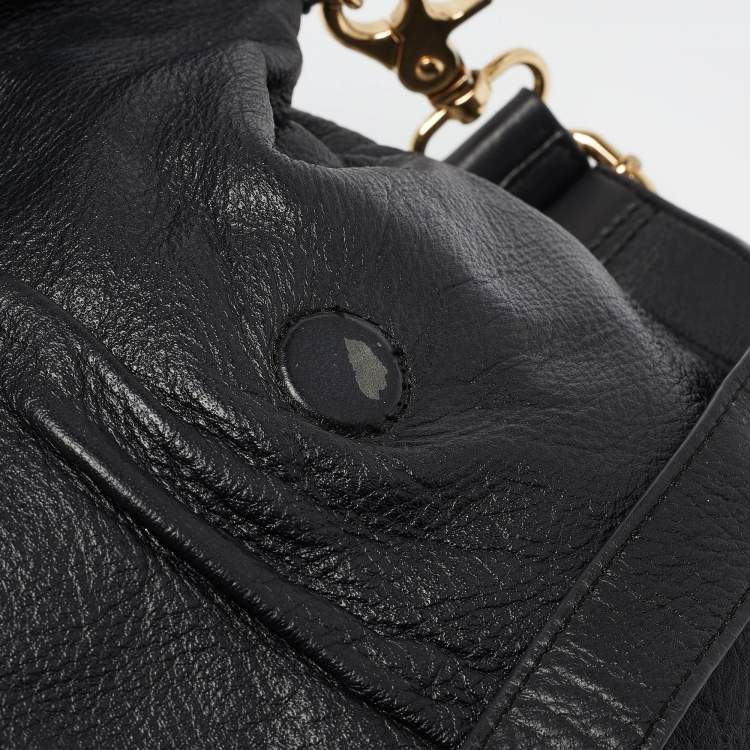 Pre Owned Tory Burch Black Leather Fold Over Shoulder Bag