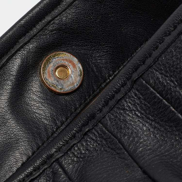 Pre Owned Tory Burch Black Leather Fold Over Shoulder Bag