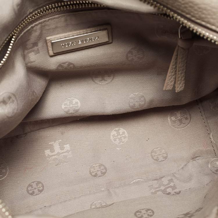 Pre Owned Tory Burch Grey Pebbled Leather Thea Camera Crossbody Bag