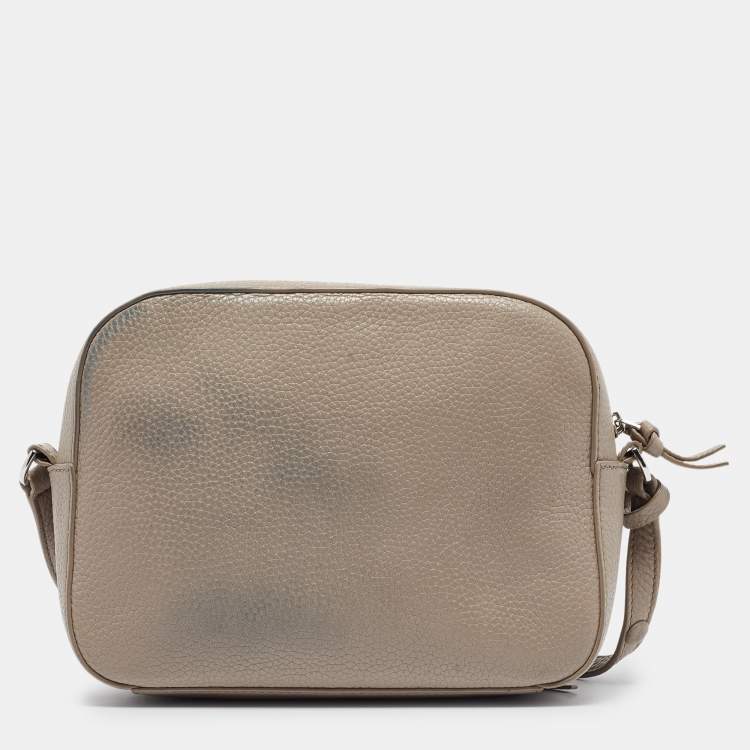 Pre Owned Tory Burch Grey Pebbled Leather Thea Camera Crossbody Bag