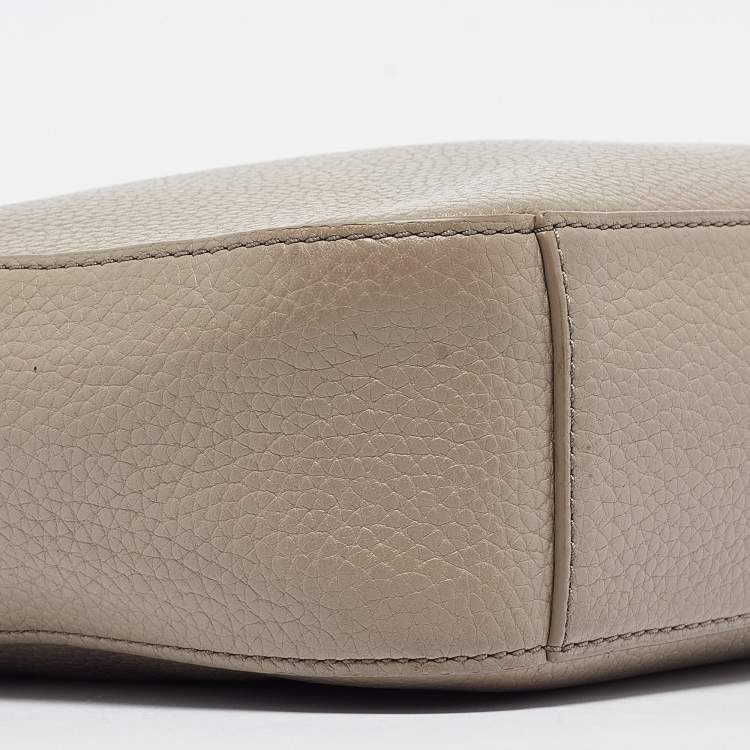Pre Owned Tory Burch Grey Pebbled Leather Thea Camera Crossbody Bag